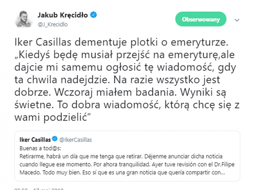 ZASKAKUJĄCE oświadczenie Ikera Casillasa!